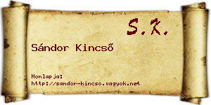 Sándor Kincső névjegykártya