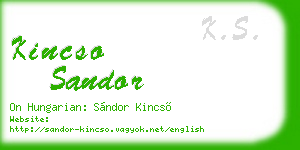kincso sandor business card