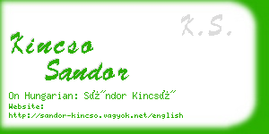 kincso sandor business card